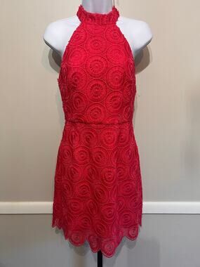 Trina Turk Sample Pink Lace Halter Cocktail Dress No Size Tag XS One of a kind!